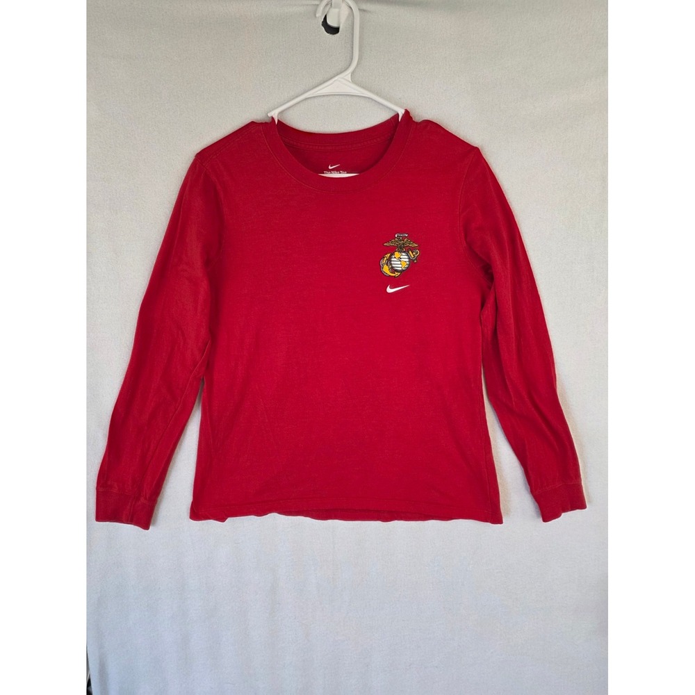 Nike USMC Marine Corps Long Sleeve Shirt Size M Red Cotton Military Athletic
